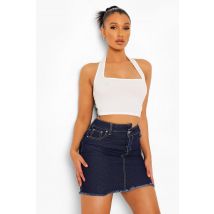 Jupe En Jean À Ceinture Asymétrique - Bleu Foncé - 34, Bleu Foncé