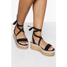 Sandales Espadrilles Compensées À Nouer - Noir - 39, Noir