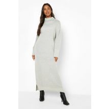 Robe Mi-Longue En Maille À Col Roulé - Gris - S, Gris