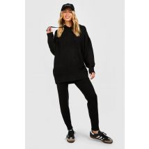 Ensemble En Maille Duveteuse Avec Sweat À Capuche Et Jogging - Noir - S, Noir