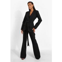 Blazer De Costume À Attaches - Noir - 38, Noir