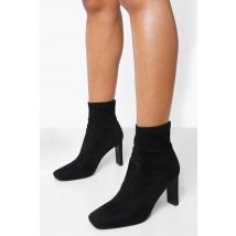 Bottines Chaussettes Carrées - Noir - 37, Noir