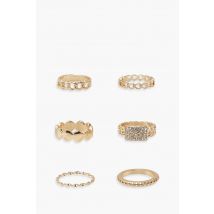 Lot De 5 Bagues Dorées Assorties - Jaune Or - One Size, Jaune Or