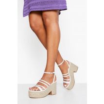 Sandales Style Espadrilles À Plateforme Et Brides - Pointure Large - Blanc - 40, Blanc