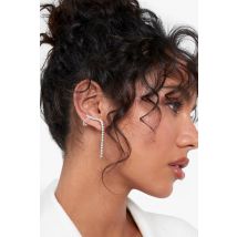 Boucles D'Oreilles Pendantes À Strass - Gris - Argent - One Size, Gris - Argent