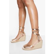 Espadrilles À Talon Compensé - Pointure Large - Or Rose - 38, Or Rose