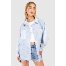 Chemise Oversize Rayée - Bleu - 38, Bleu