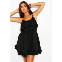 Robe Patineuse À Volants - Noir - 44, Noir