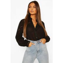 Chemise En Coton À Détails En Crochet - Noir - 44, Noir