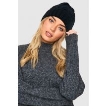Bonnet En Maille Torsadée - Noir - One Size, Noir