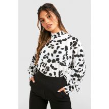 Chemisier À Col Montant Et Imprimé Dalmatien - Blanc - 42, Blanc