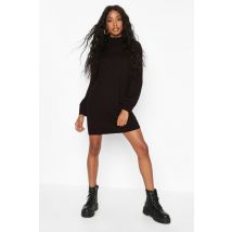 Robe Pull À Col Roulé Et Manches Tombantes - Noir - S, Noir