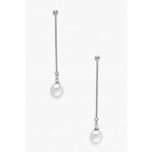 Boucles D'Oreilles Pendantes À Perles - Gris - Argent - Taille Unique, Gris - Argent