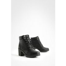 Bottines Motardes À Talon Carré - Pointure Large - Noir - 38, Noir