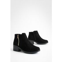 Bottes Chelsea Zippées À Talon Carré - Noir - 36, Noir