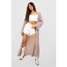 Kimono Long En Mousseline De Soie - Marron Moka - M/L, Marron Moka
