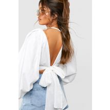Crop Top À Manches Ballon - Blanc - 34, Blanc