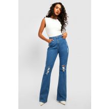 Jean Flare Basique À Taille Haute Et Déchirures - Déchiré - 34, Déchiré