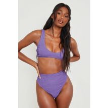 Bas De Maillot De Bain Texturé À Taille Haute - Mauve - 34, Mauve