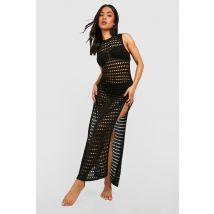 "Petite" - Robe De Plage Longue En Crochet - Noir - 40, Noir