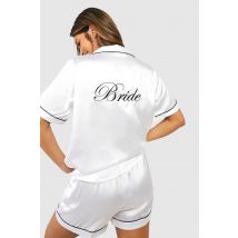 Pyjama Satiné Avec Short À Broderie Bride - Blanc - 34, Blanc