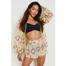 Ensemble De Plage Imprimé Avec Chemise Et Short - Blanc - M, Blanc