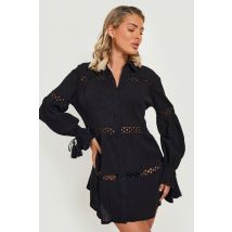 Robe De Plage En Dentelle À Franges - Noir - M, Noir