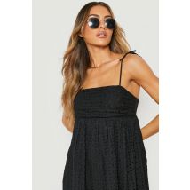 Robe Babydoll En Broderie Anglaise - Noir - 42, Noir
