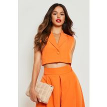 Gilet Sans Manches Court Ajusté - Orange - 44, Orange