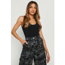 Body Moulant Sans Manches À Décolleté Rond - Noir - 34, Noir