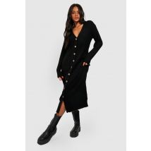 Robe Côtelée Boutonnée - Noir - M, Noir
