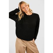 Pull En Maille À Col Rond - Noir - L, Noir