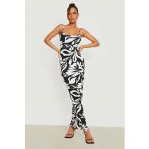 Robe Longue À Bretelles Et Imprimé Fleuri - Noir - 42, Noir