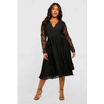Grande Taille - Robe Dos Nu En Dentelle - Noir - 46, Noir