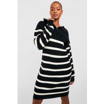 "Tall" - Robe Pull Zippée Rayée - Noir - M, Noir