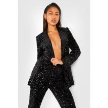 Blazer Pailleté En Velours - Noir - 42, Noir