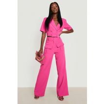 Pantalon De Tailleur Utilitaire Large - Rose Fluo / Néon - 40, Rose Fluo / Néon