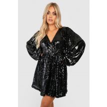 Grande Taille - Robe Patineuse Iridescente - Noir - 54, Noir