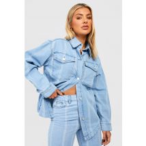 Chemise Oversize En Jean À Rayures - Rouge Vin - 44, Rouge Vin