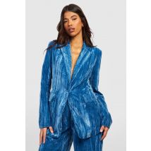 "Tall" - Blazer Texturé En Velours - Bleu - 36, Bleu