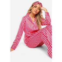 Ensemble De Pyjama Satiné 3 Pièces À Rayures - Rose - 36, Rose