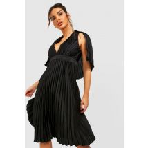 Robe Midi Plissée Pour Demoiselles D'Honneur - Noir - 36, Noir