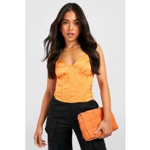 "Petite" - Corset Satiné À Coutures Apparentes - Orange - 38, Orange