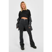 Jean Flare Taille Haute À Ceinture - Noir - 34, Noir