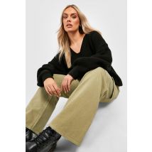 Grande Taille - Pull En Maille À Col V - Noir - 44, Noir