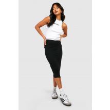 Jupe Mi-Longue Basique Taille Haute - Noir - 34, Noir