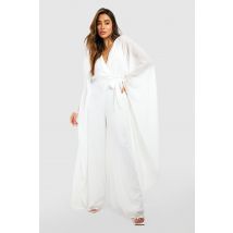 Combinaison Cape En Mousseline De Soie - Blanc - 40, Blanc