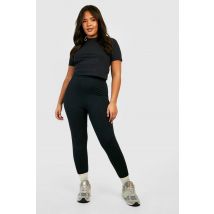 Grande Taille - Legging Côtelé Taille Haute - Noir - 46, Noir