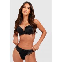 Soutien-Gorge Push-Up Satiné À Dentelle - Noir - 38C, Noir