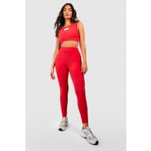 Legging De Sport À Découpes - Rouge - 34, Rouge